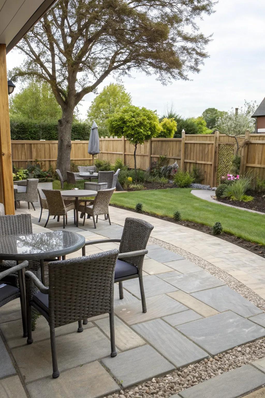 A well-arranged patio ensures easy movement.
