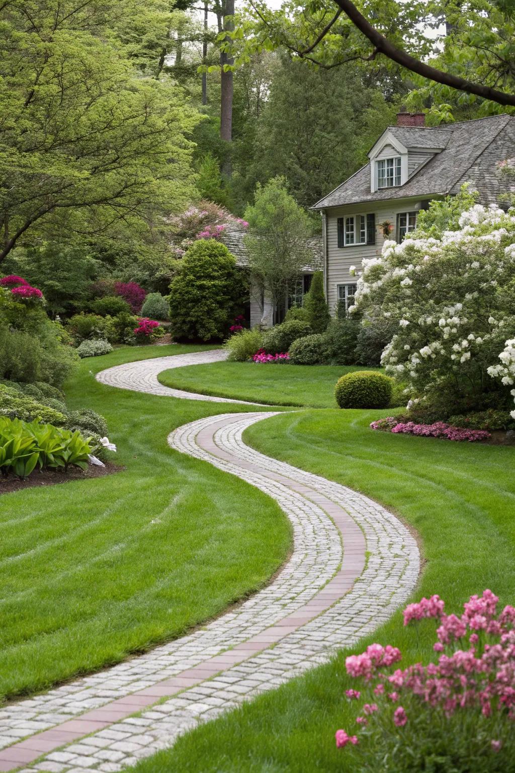 A winding design adds whimsy and charm to the driveway.