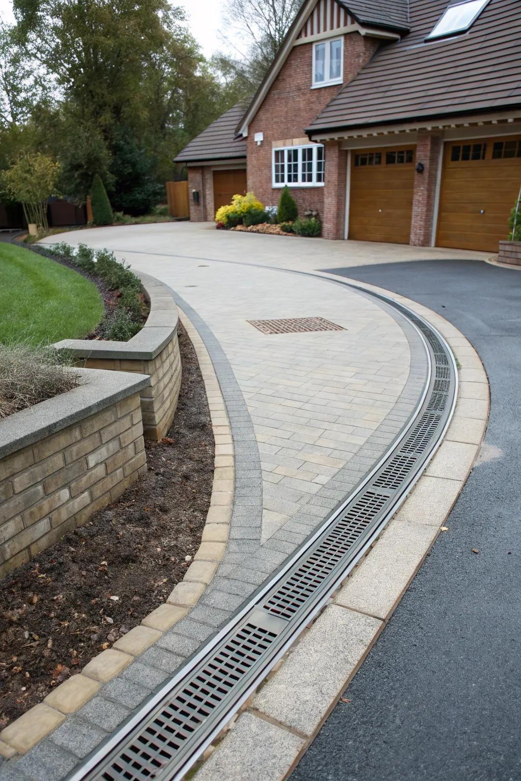 Functional features ensure the longevity and durability of the driveway.