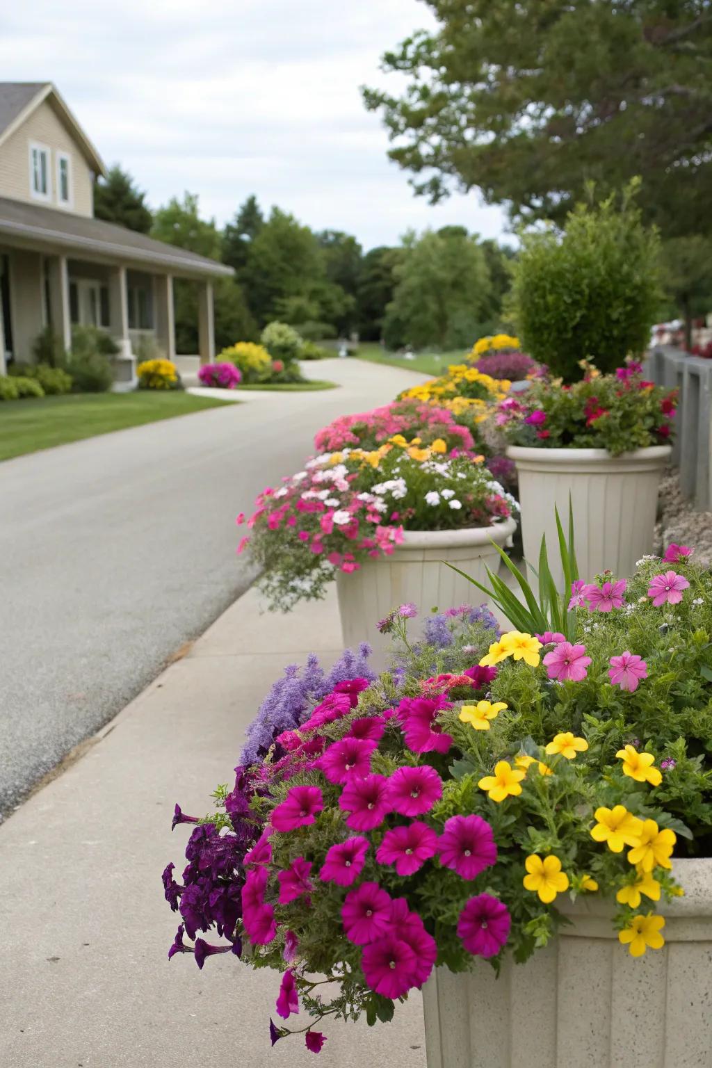 Vibrant flowers add a cheerful pop of color.