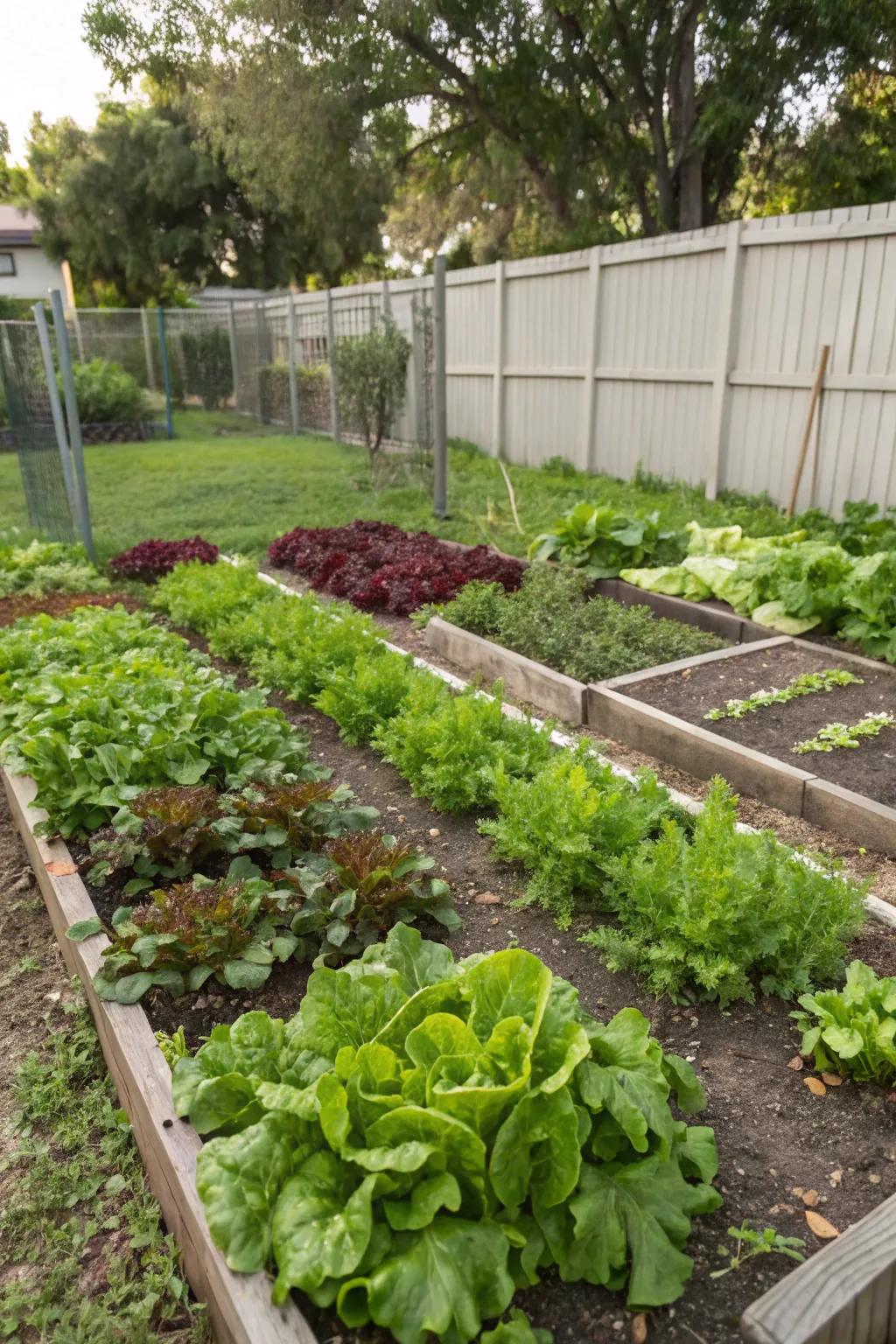 A dedicated salad garden ensures fresh greens are always on hand.