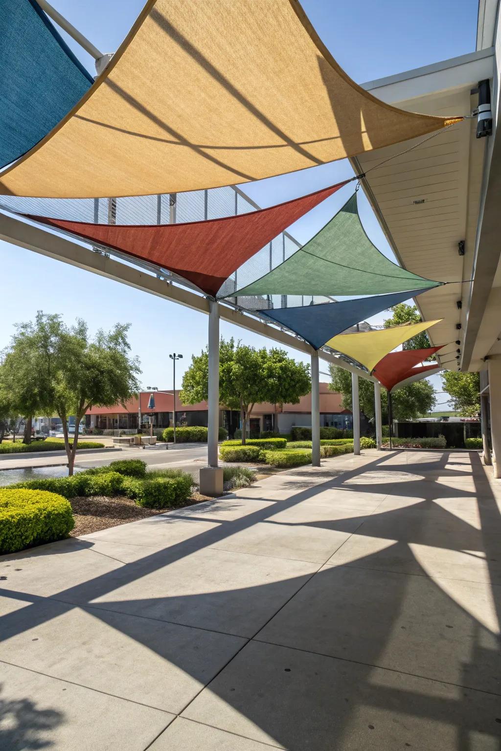 Layered sails provide unique aesthetics and superior coverage.