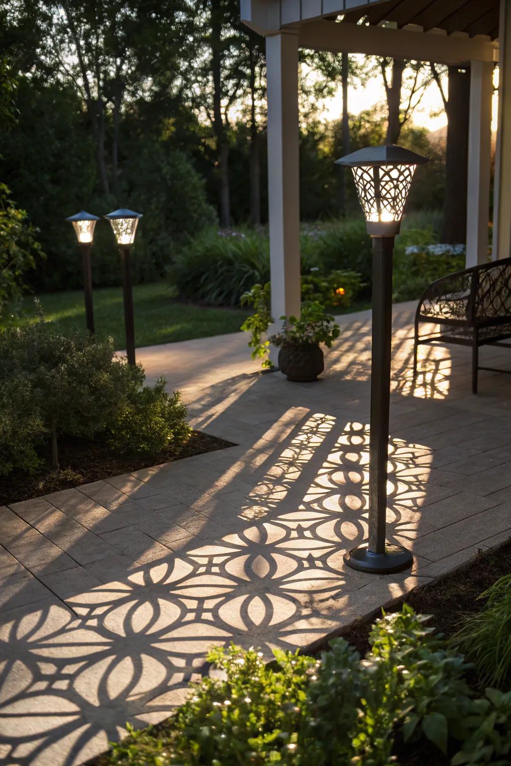 Shadow patterns bring artistic drama to your outdoor décor.