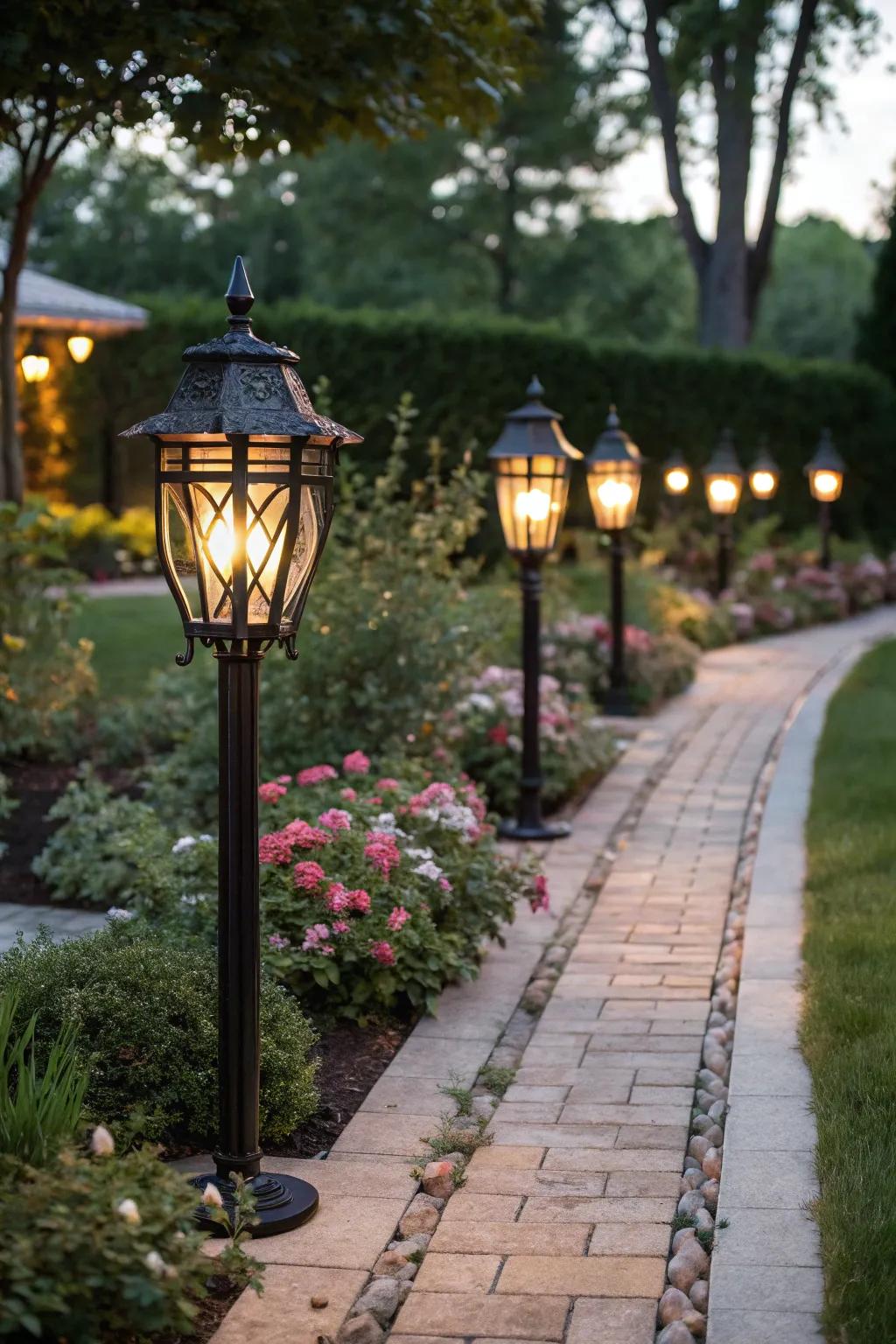 Traditional lanterns bring a timeless charm to any outdoor area.