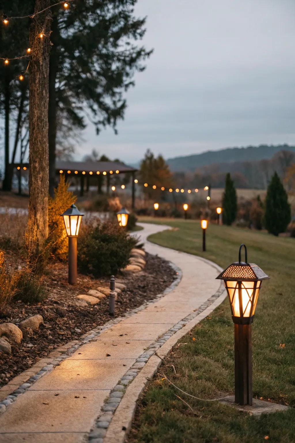Warm lights create an inviting atmosphere for family and friends.