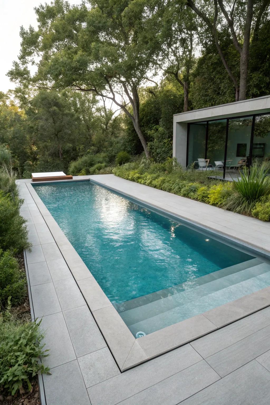 A sleek and modern pool design with clean lines.