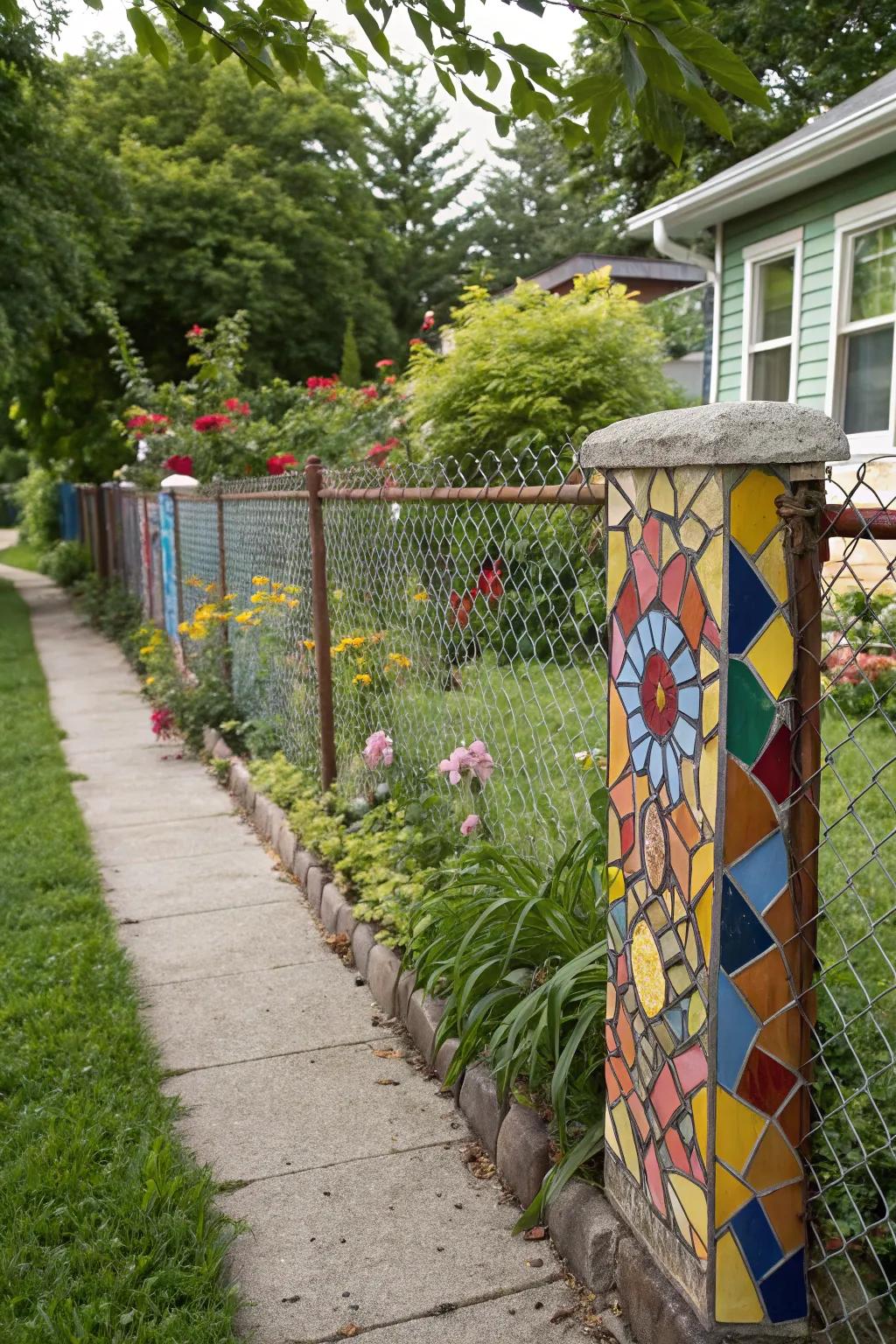 Turn your fence into a storytelling canvas with mosaic art.