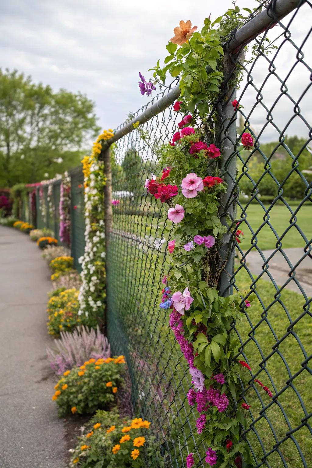 Embrace nature by decorating your fence with floral beauty.