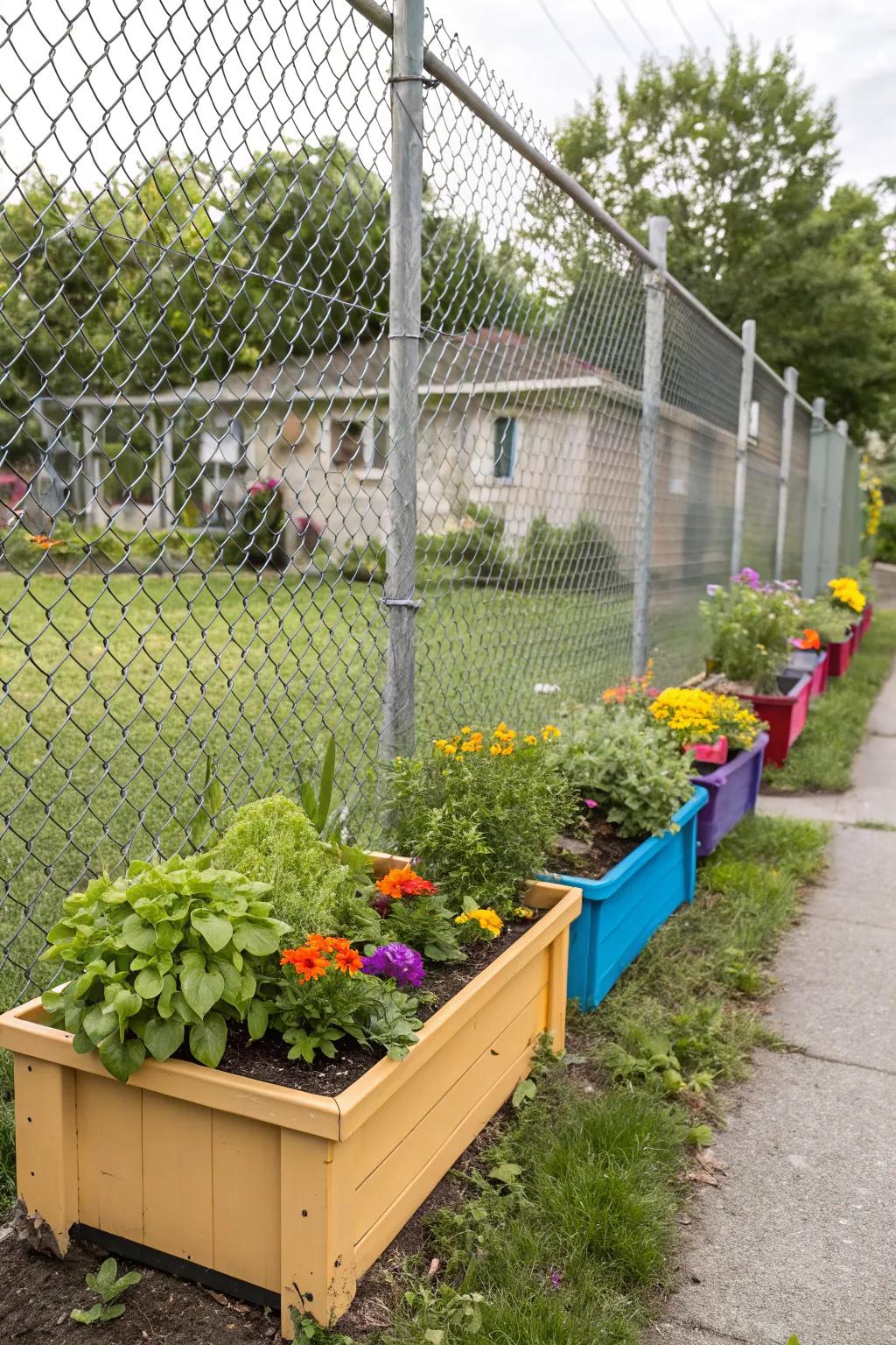 Add life to your fence with vibrant planter boxes.