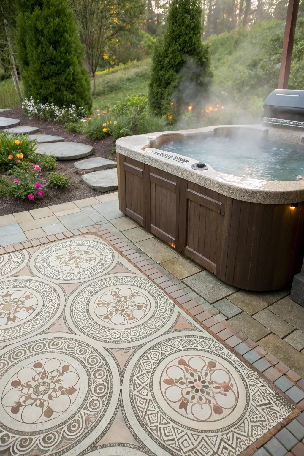 Paver stones offer customizable design options for your hot tub area.