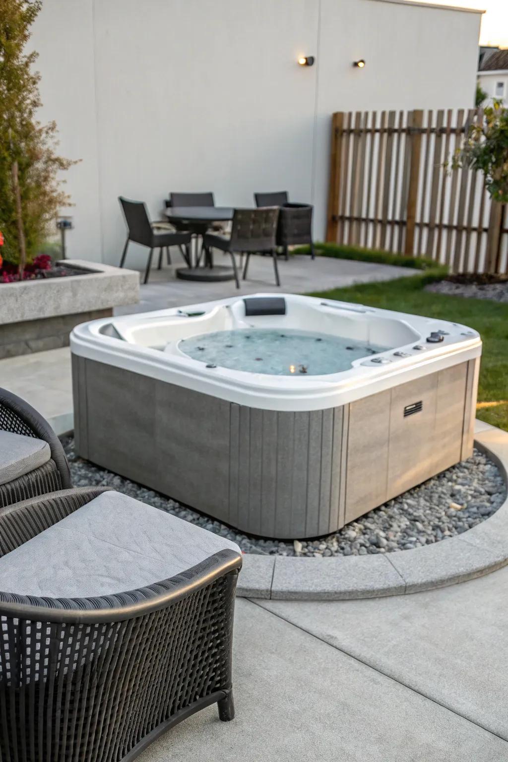 A concrete pad provides a durable and stylish foundation for your hot tub.