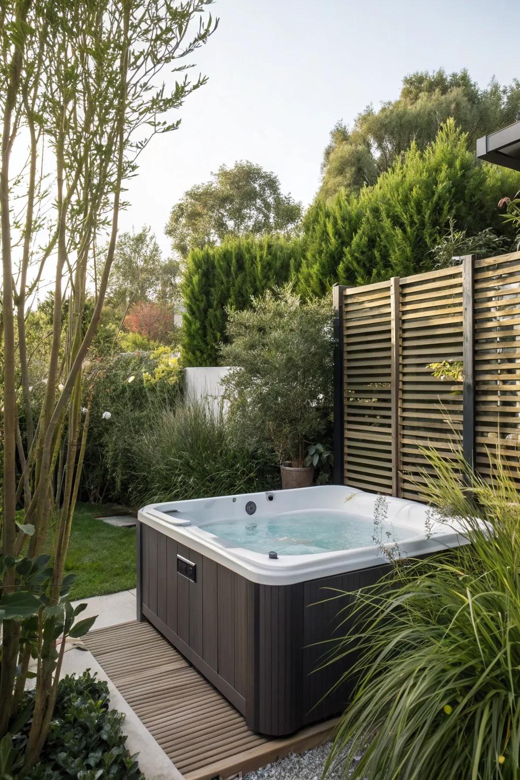 Privacy panels add a touch of seclusion and style to your hot tub area.