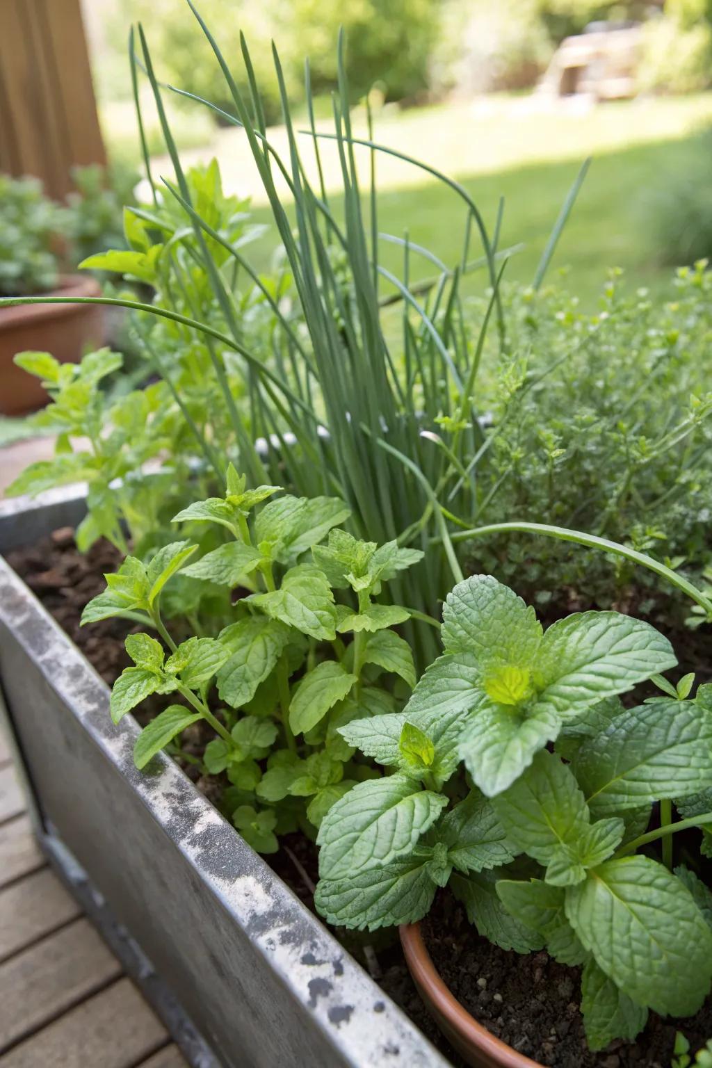 A rich assortment of herbs flourishing in partial shade, ready to enhance any meal.