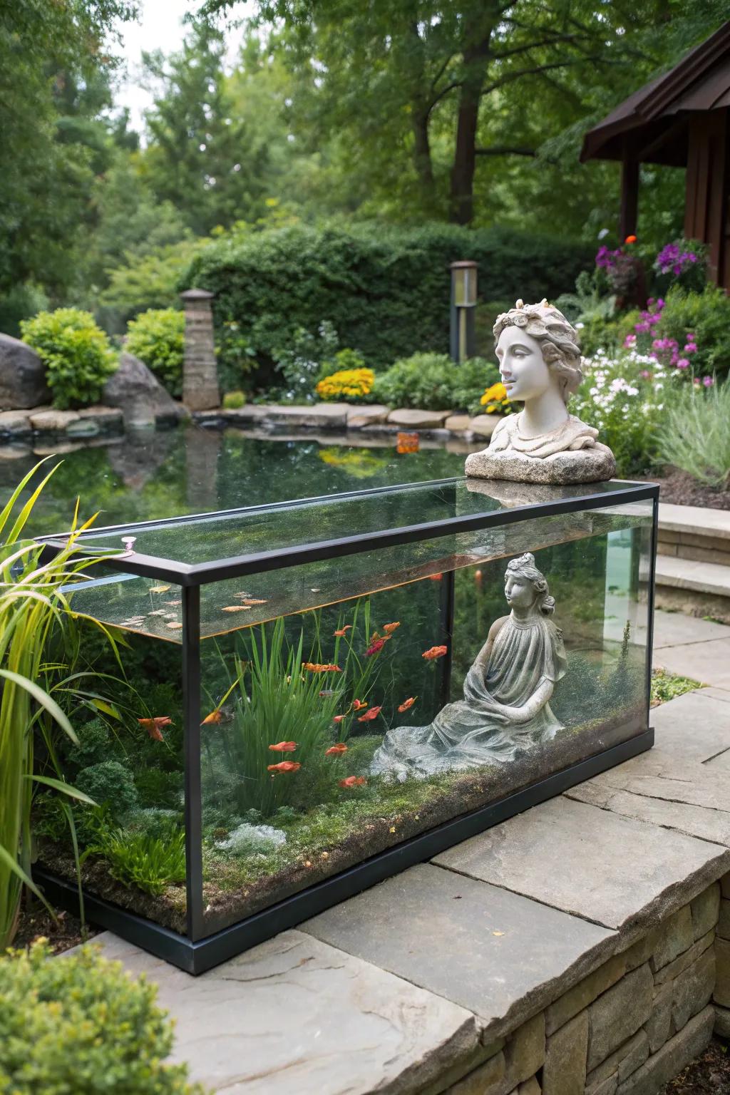 Enhance your tank with artistic sculptures.