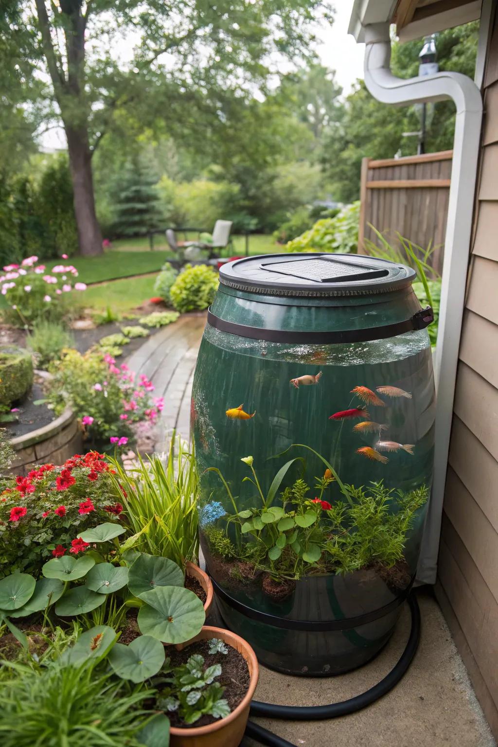 Create a habitat by converting a rain barrel.