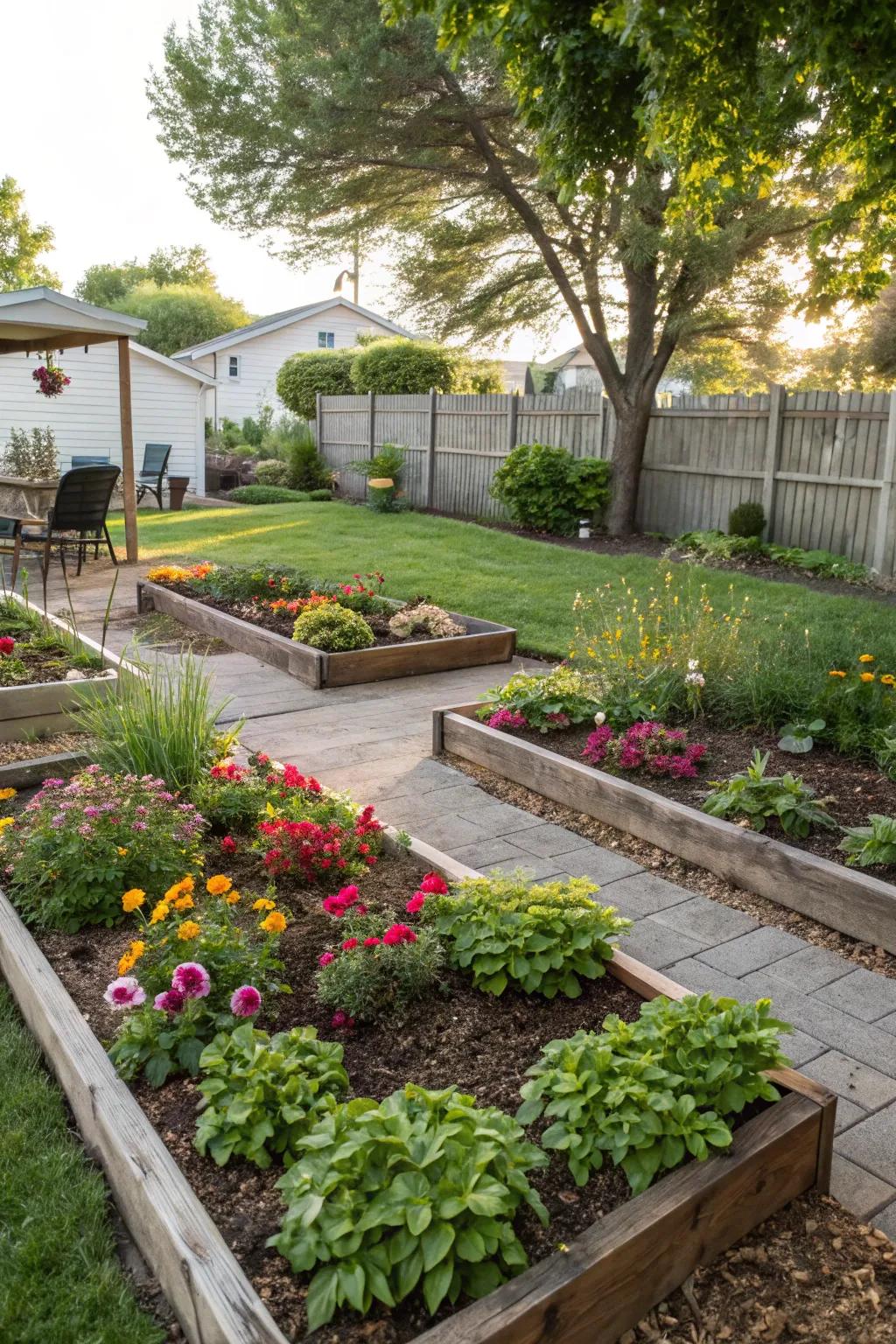 Neatly mulched garden beds keeping a Southwest Florida garden tidy.