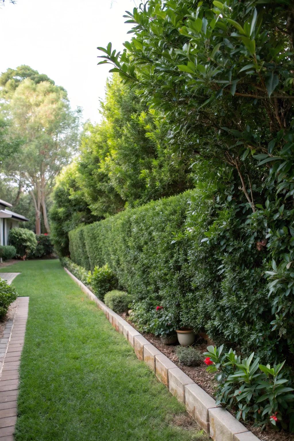 A lush hedge providing privacy and structure in Southwest Florida.