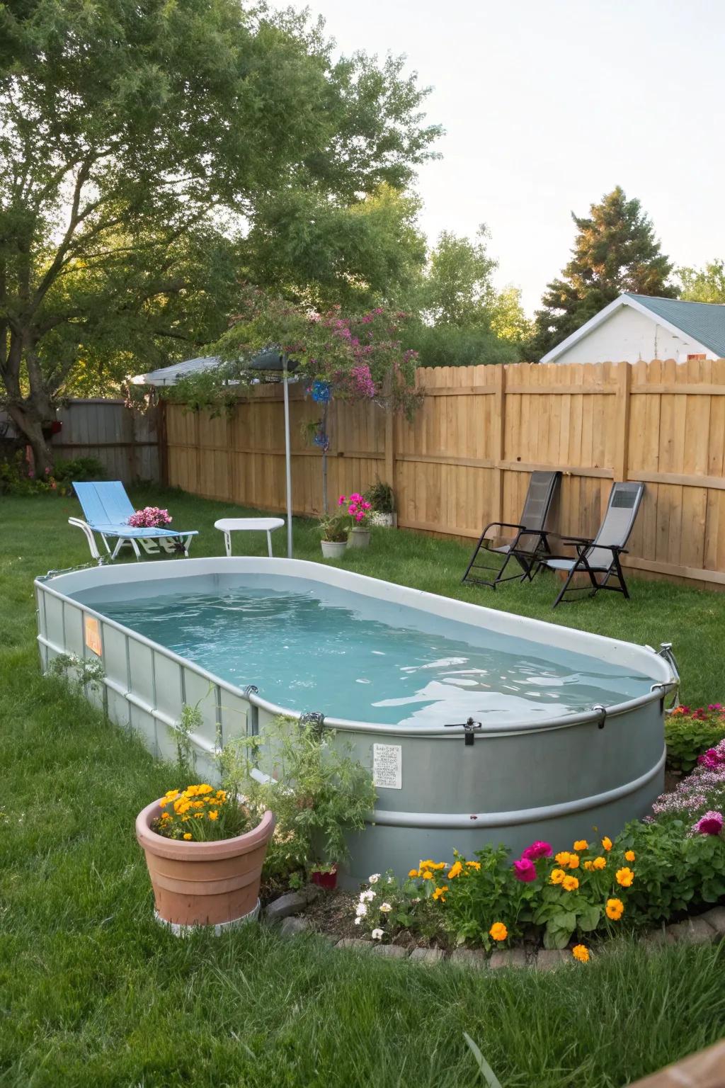 A custom-built pool tailored to a unique backyard space.