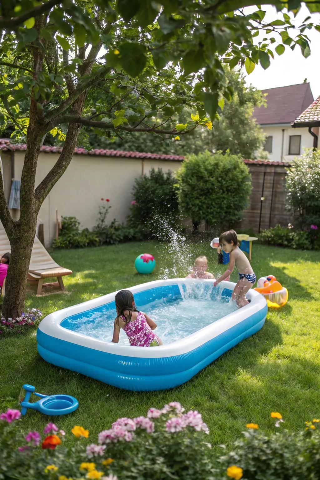 Family-friendly fun with a cheerful inflatable pool.
