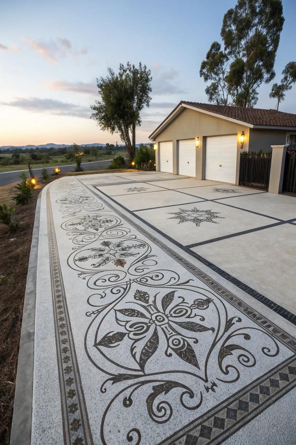 Decorative overlays offer a striking transformation for concrete driveways.