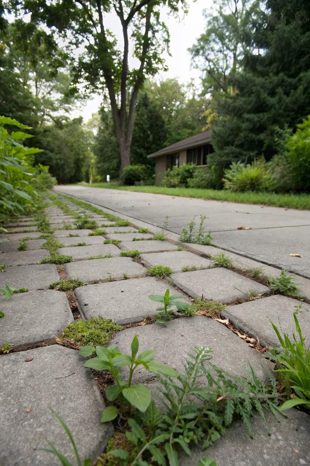 Pervious concrete promotes drainage and sustainability in driveway designs.