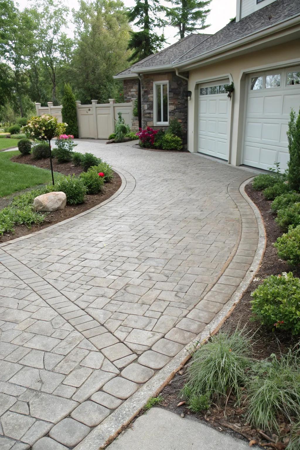 Stamped concrete provides the elegance of cobblestone with the practicality of concrete.