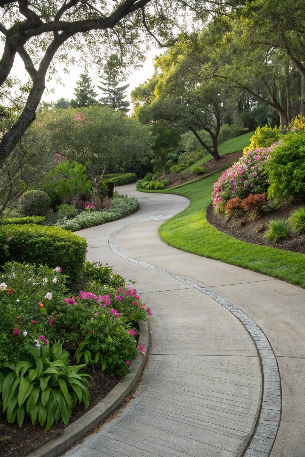 Curved designs enhance the flow and aesthetics of driveway layouts.