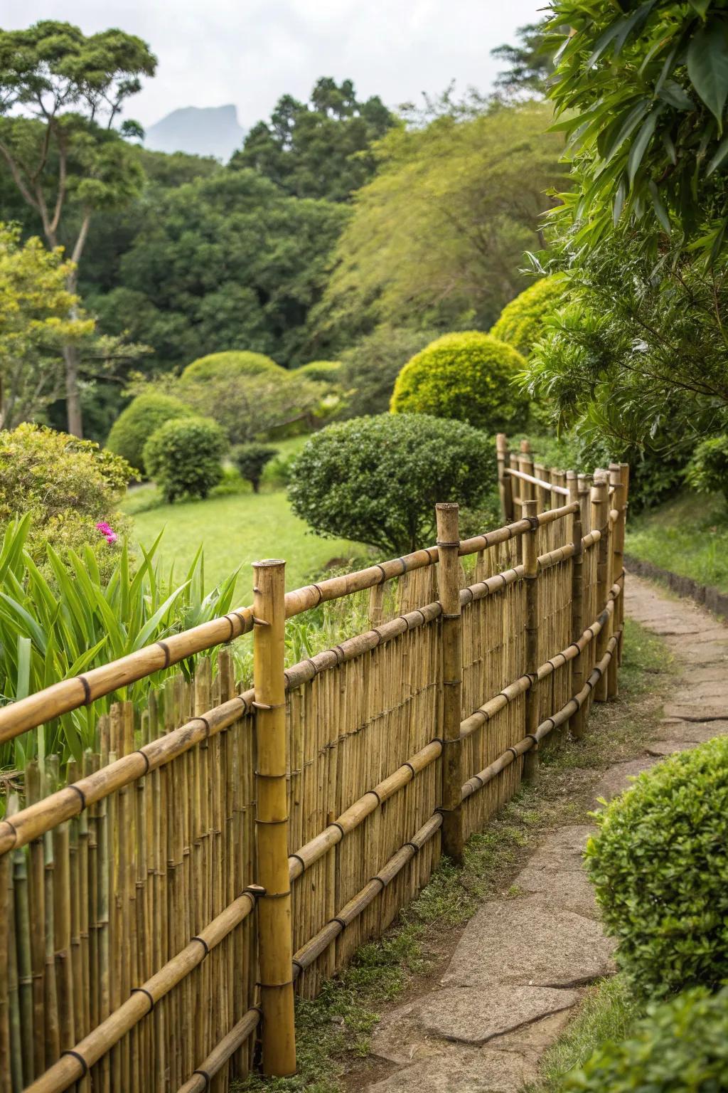 Bamboo fences offer natural beauty and eco-friendly vibes.