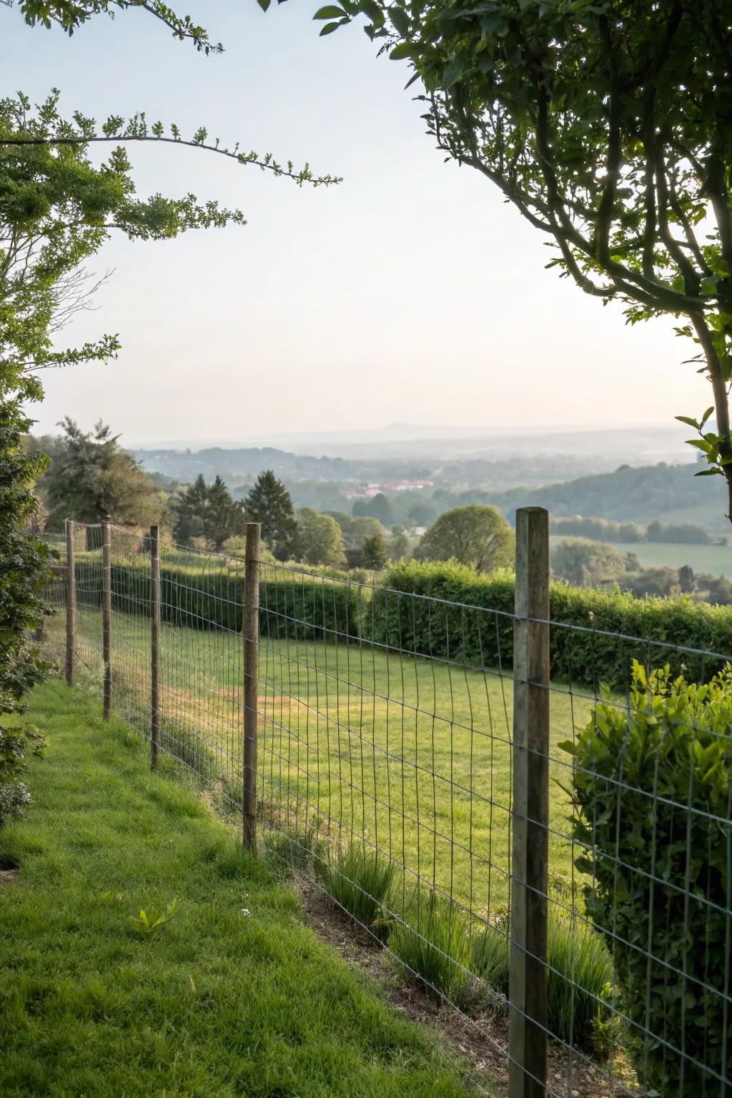 Wire mesh fences provide functionality with a clear view.