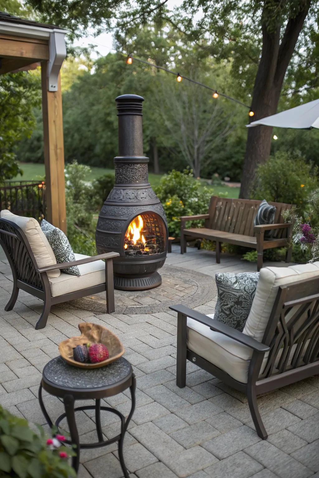Pavers provide a perfect foundation for your chiminea.