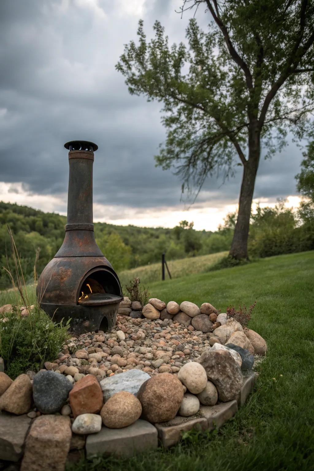 Blend your chiminea with nature.