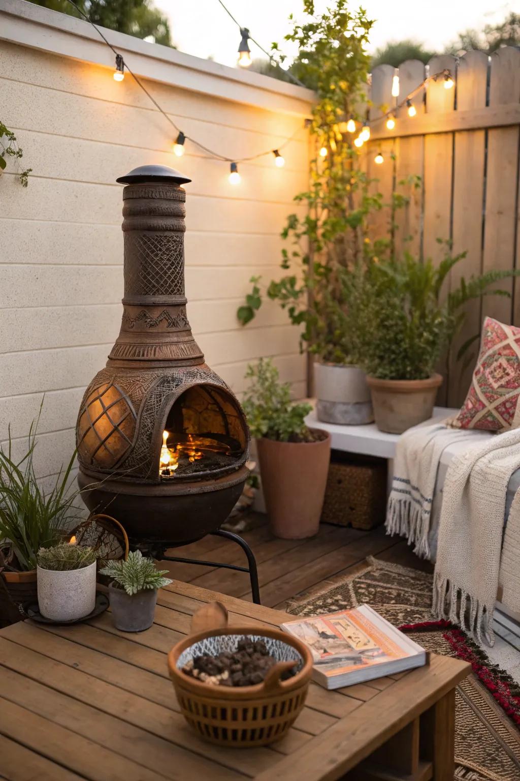 Perfect for small spaces: a mini chiminea.