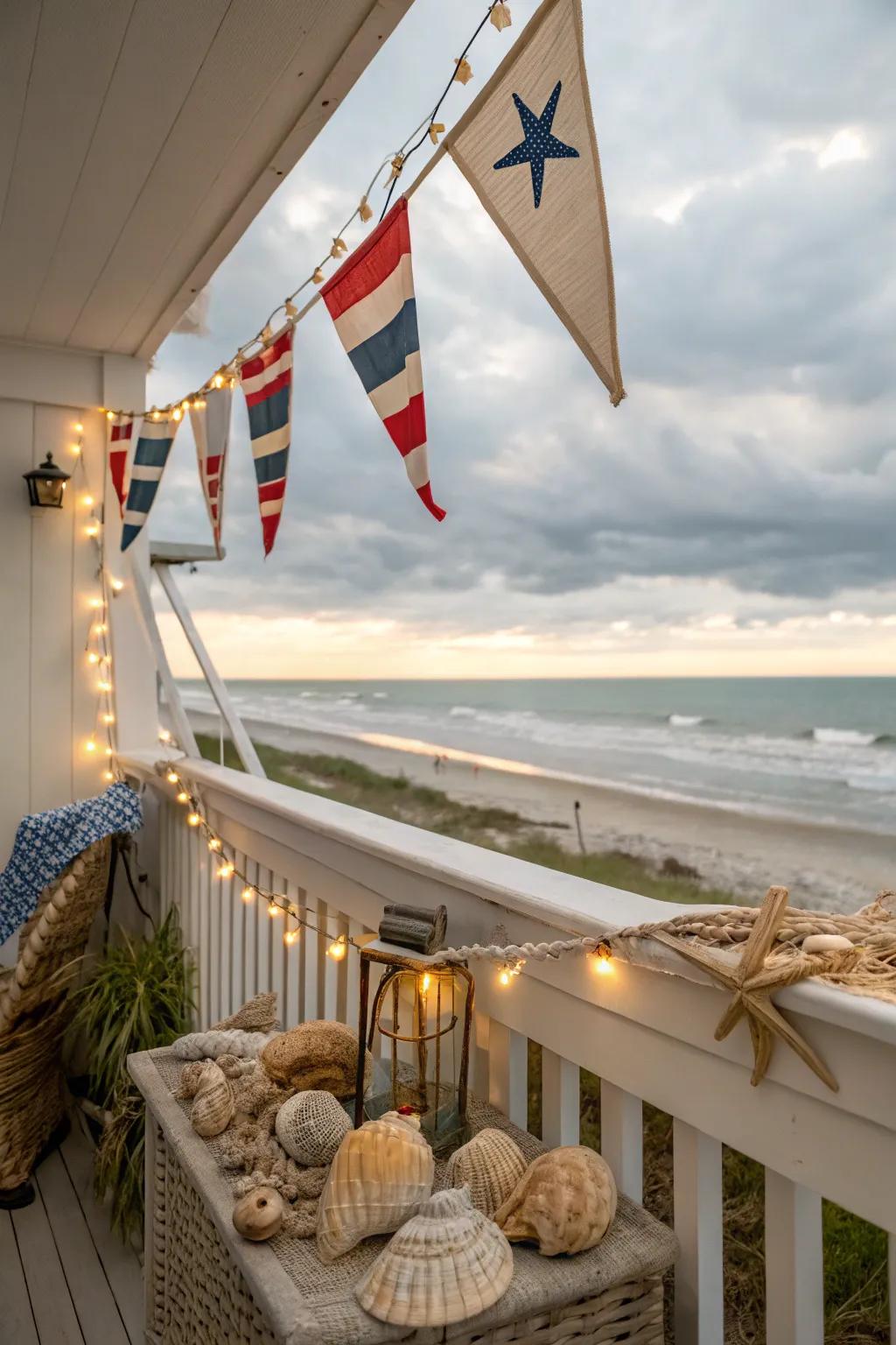 A themed balcony offers a cohesive and inviting ambiance.