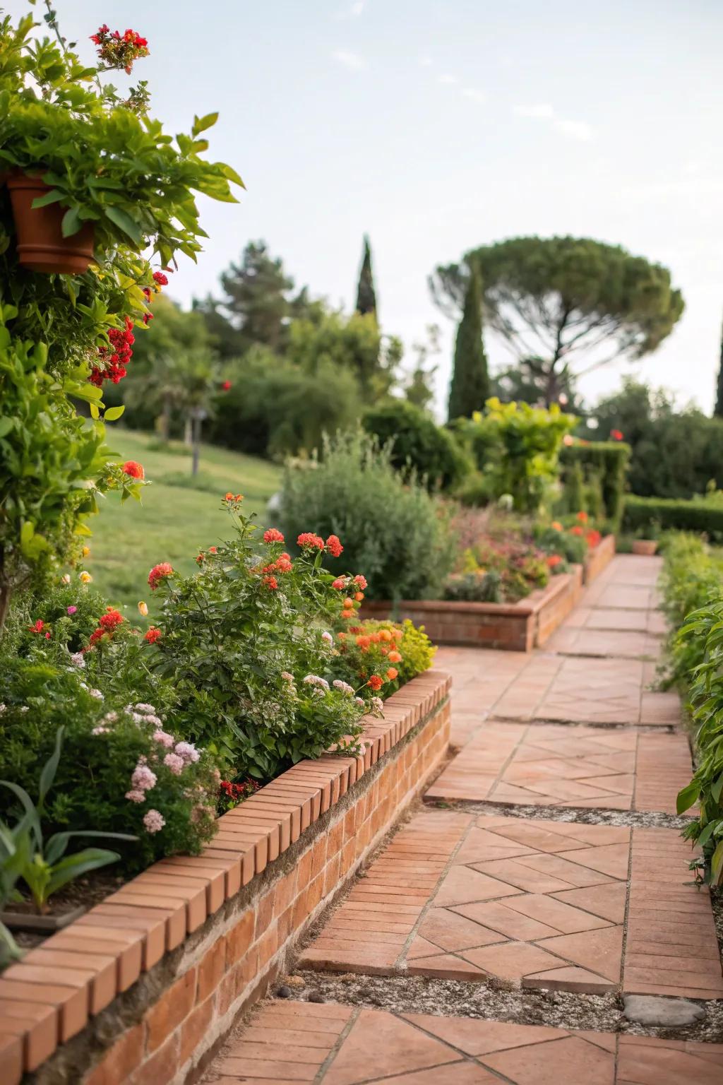 Terracotta pavers add warmth and charm to garden designs.