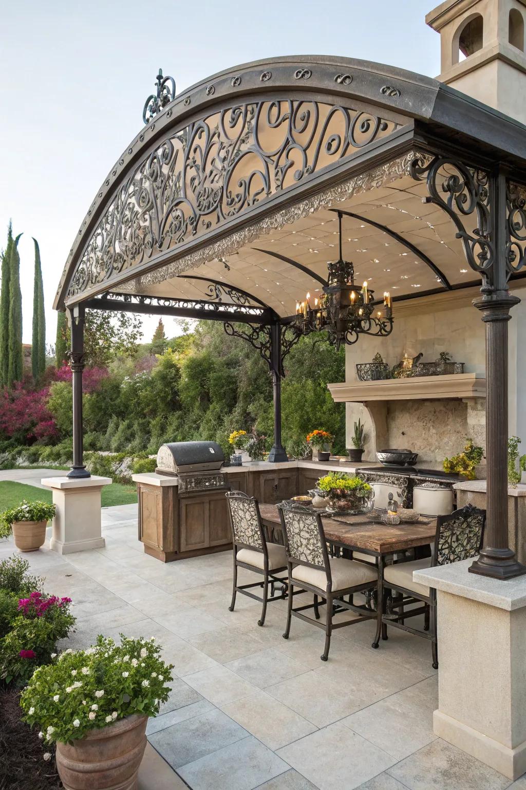 Make a statement with an artistic metal awning.