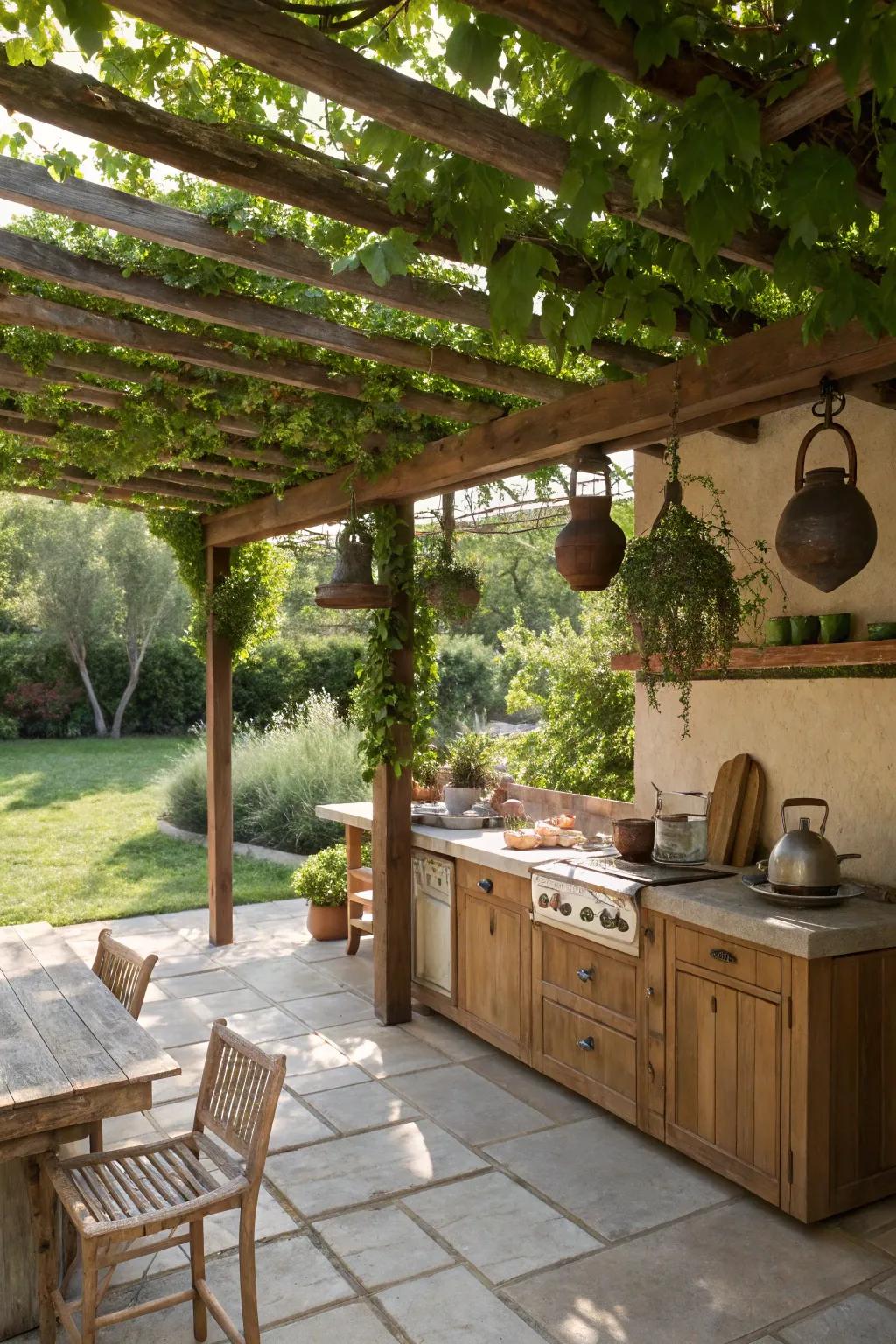 Elegance and simplicity with a fixed wooden trellis.