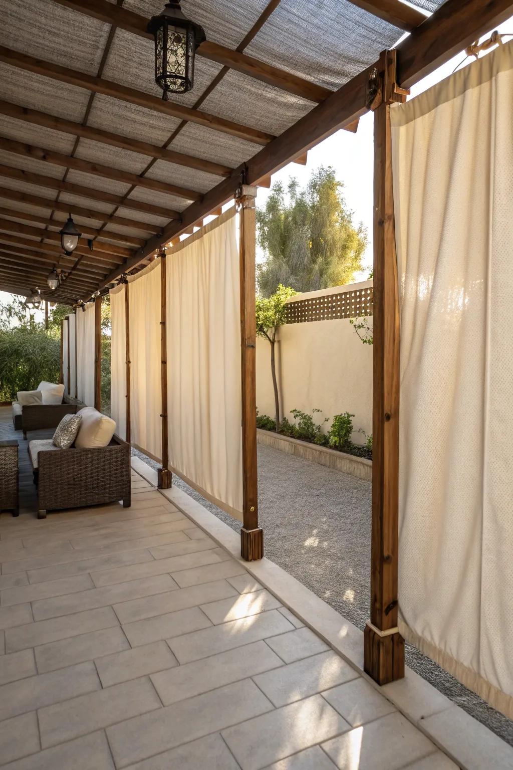 Canvas walls offer sturdy and elegant privacy for patios.