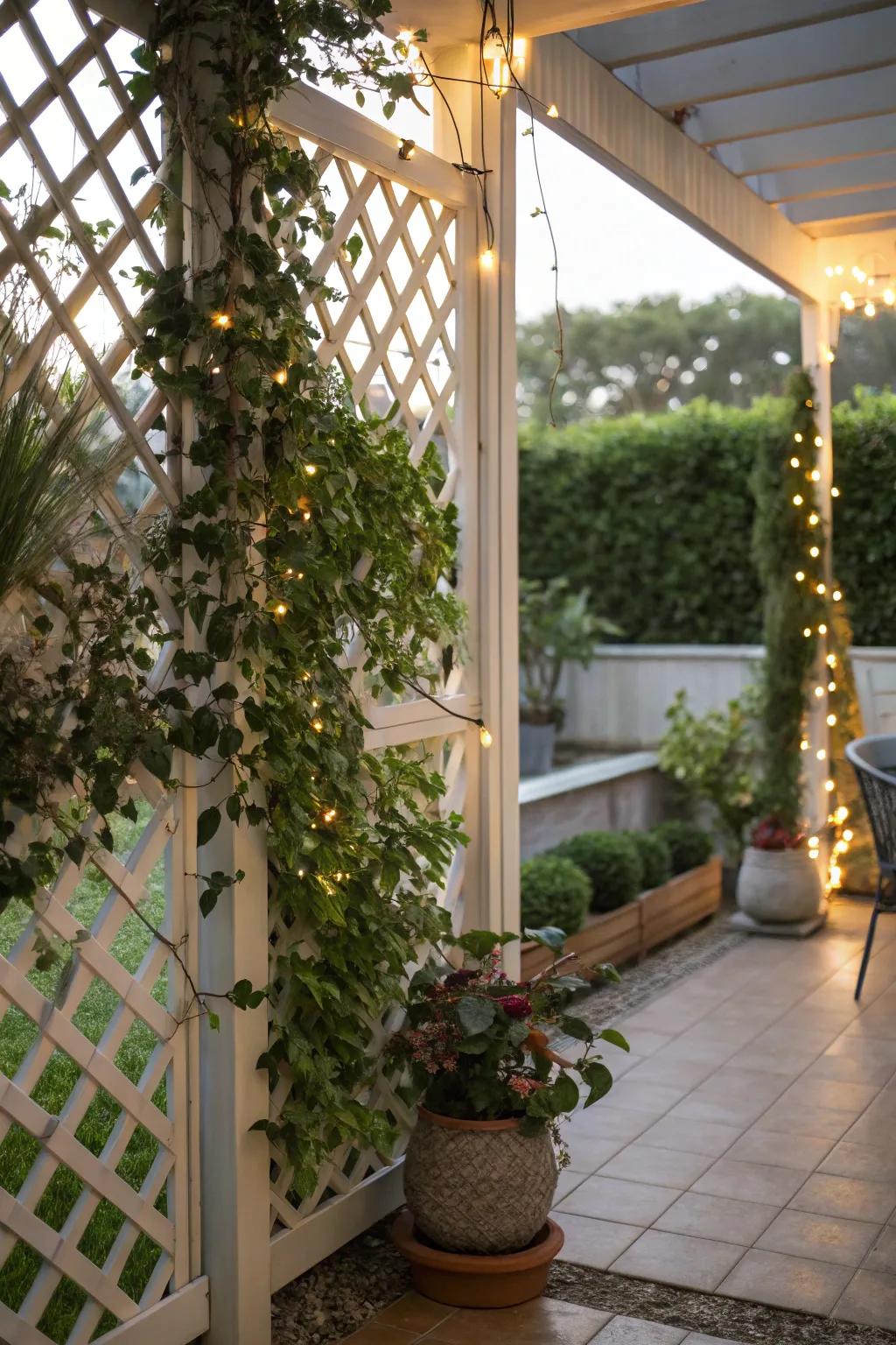 Customizable lattice panels offer a creative and charming privacy option.