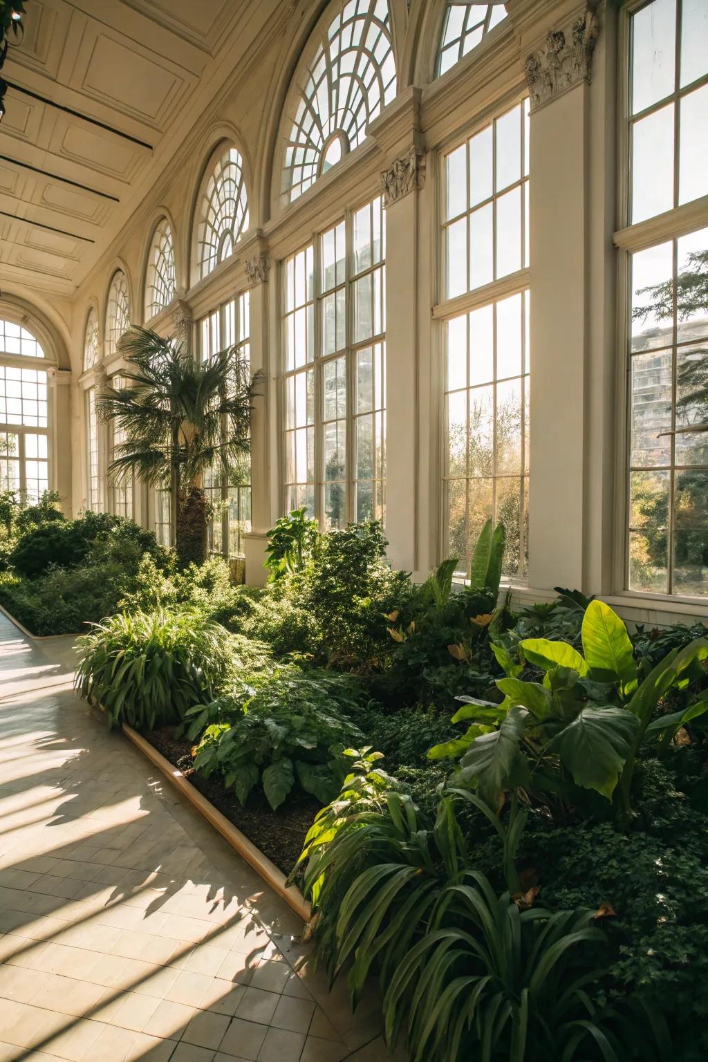 A sunlit sanctuary filled with thriving plants.