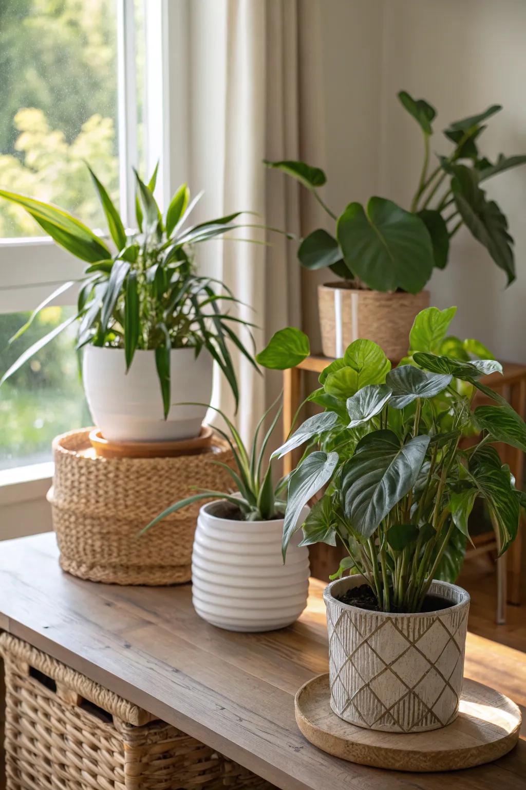 Stylish containers can enhance your indoor plant display.