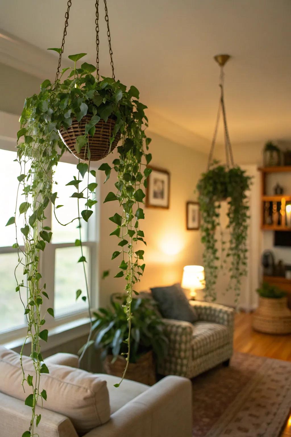 Hanging gardens add dimension and charm.