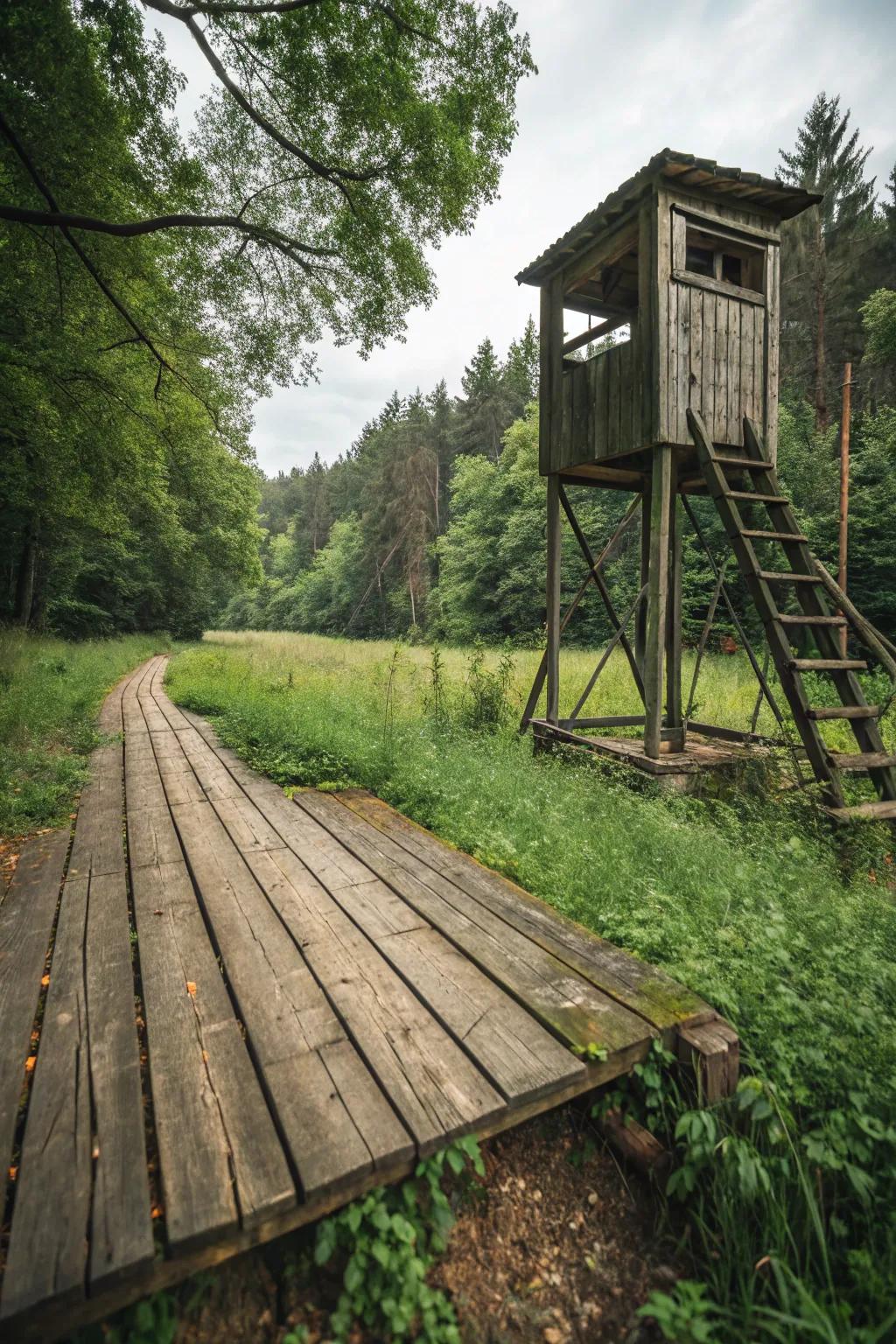 Wooden flooring enhances the natural aesthetic of your deer stand.