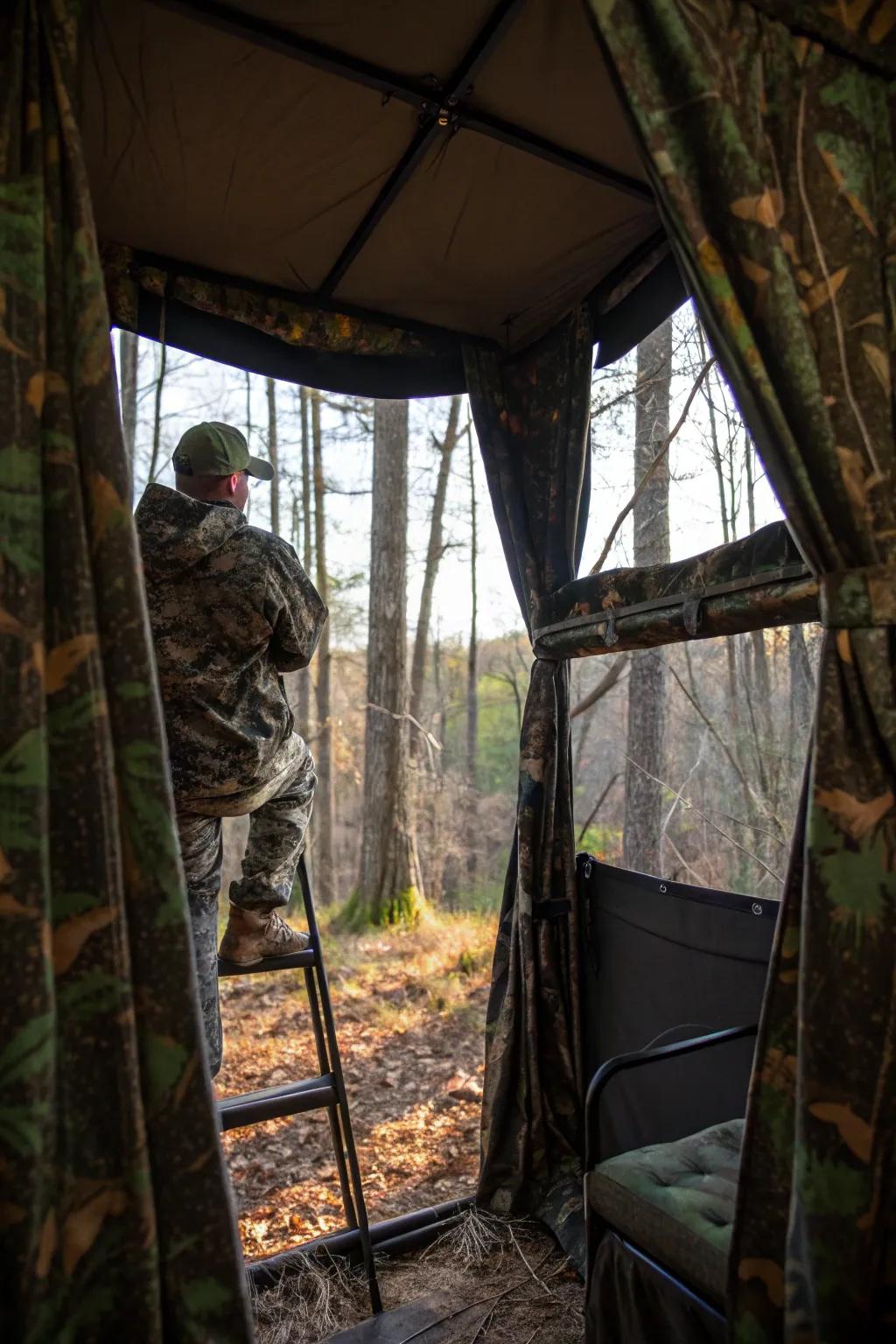 Camouflage curtains help you stay hidden from wildlife.
