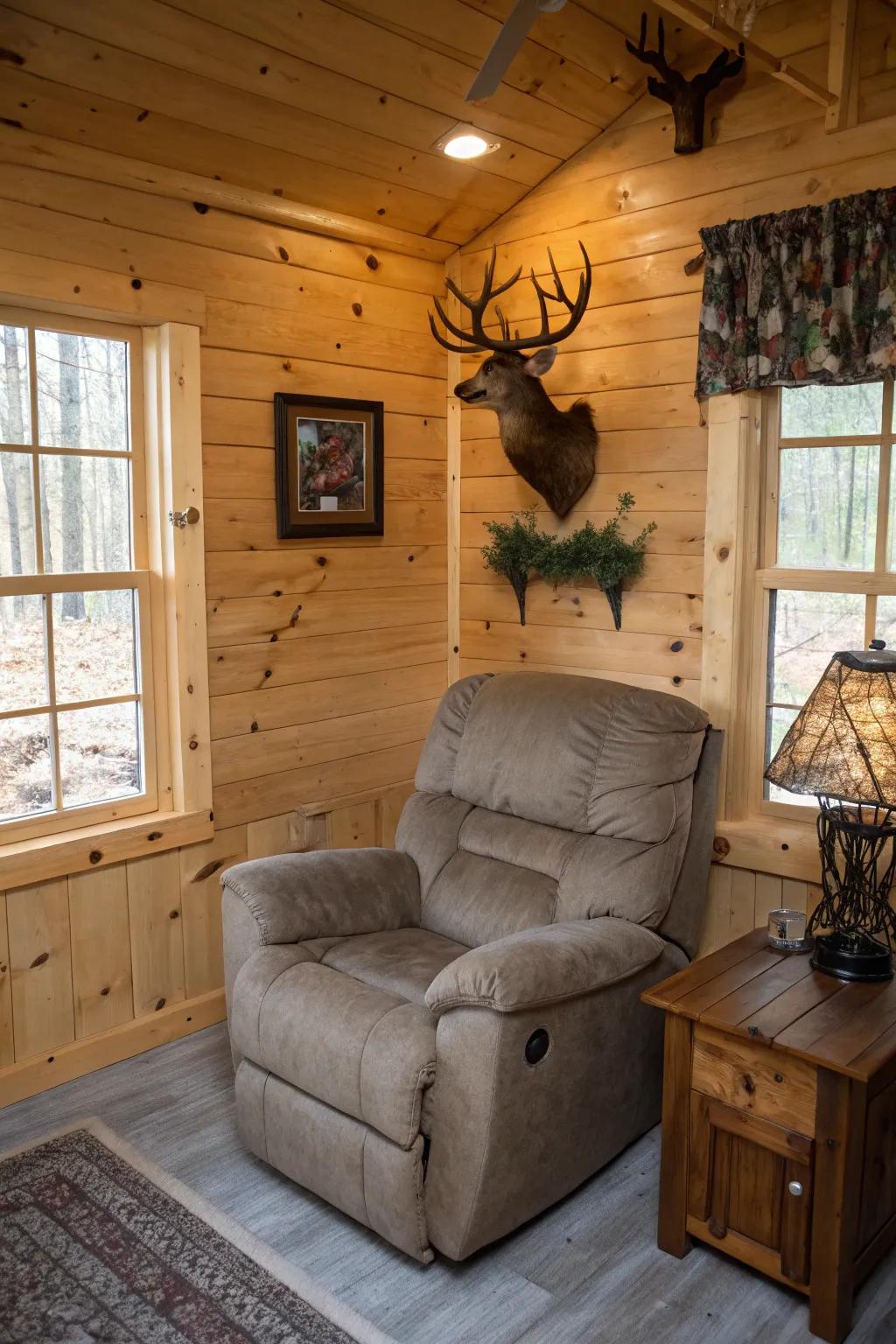 A plush recliner transforms your deer stand into a comfortable retreat.