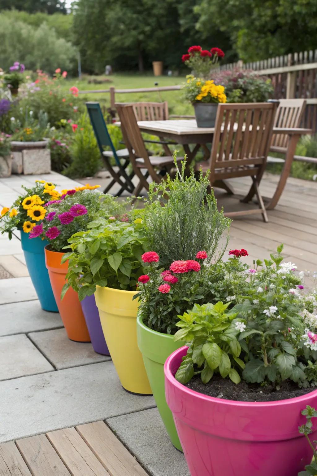 Colorful containers add flexibility and vibrancy.