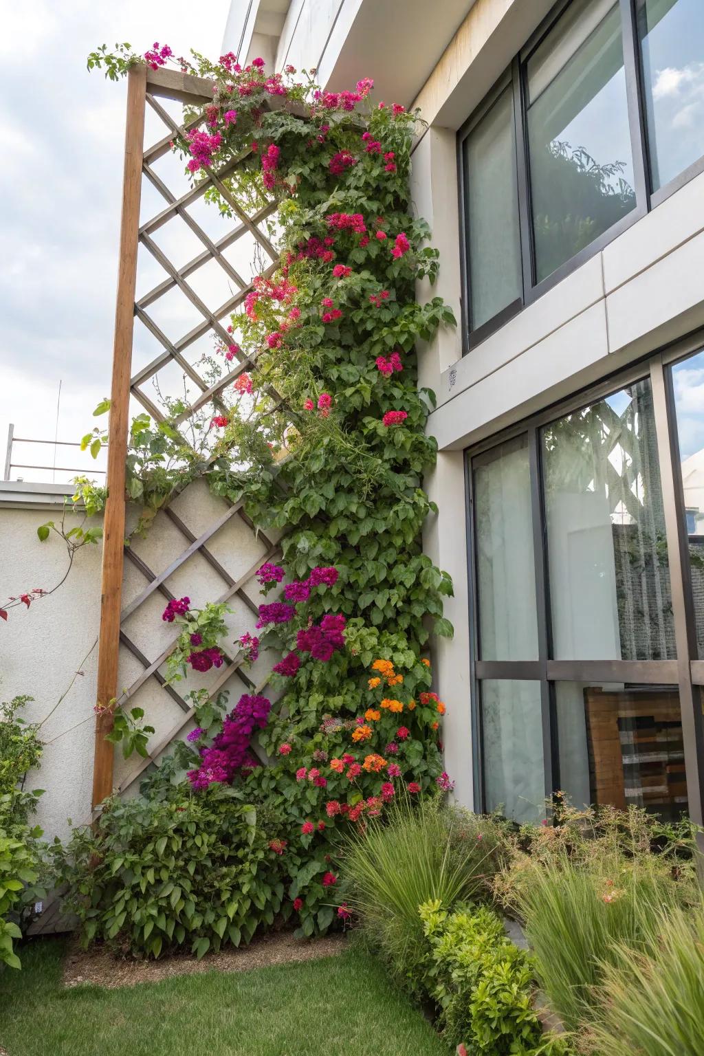 Vertical gardens maximize space and add lush greenery.