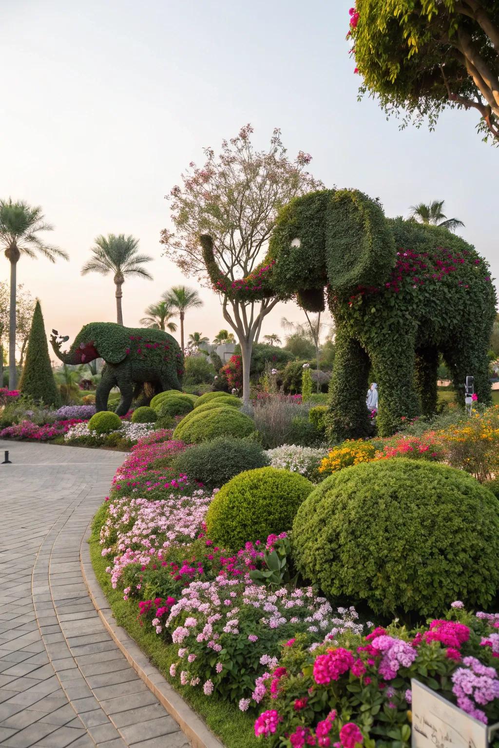 Animal-shaped bushes bring a playful touch to your garden.