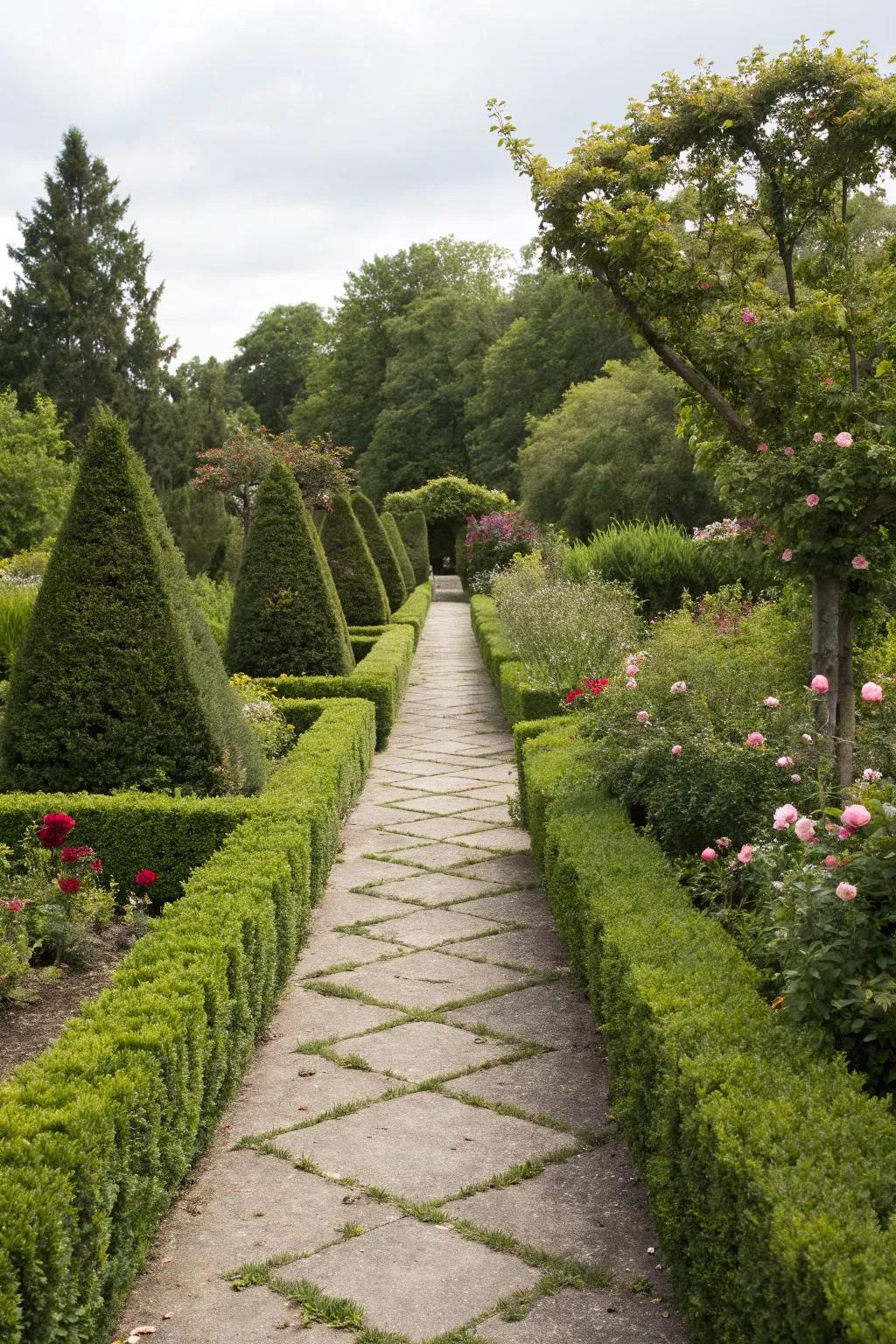 Diagonal shapes bring movement and guide the eye through your garden.