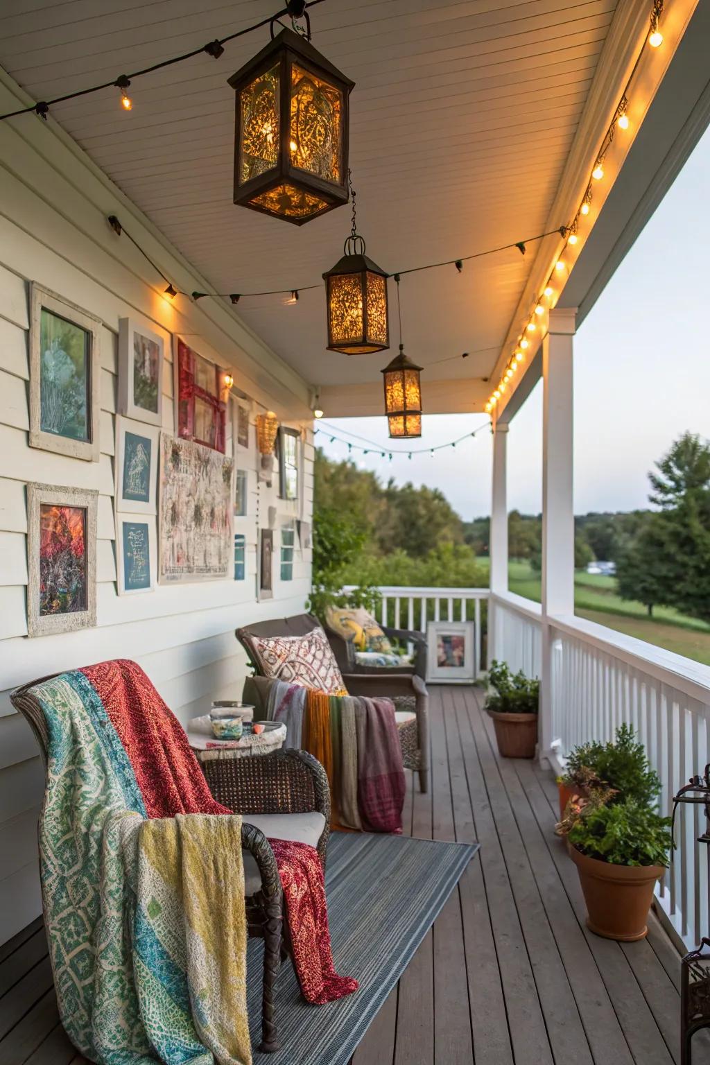 Personal touches make this porch deck feel warm and inviting.