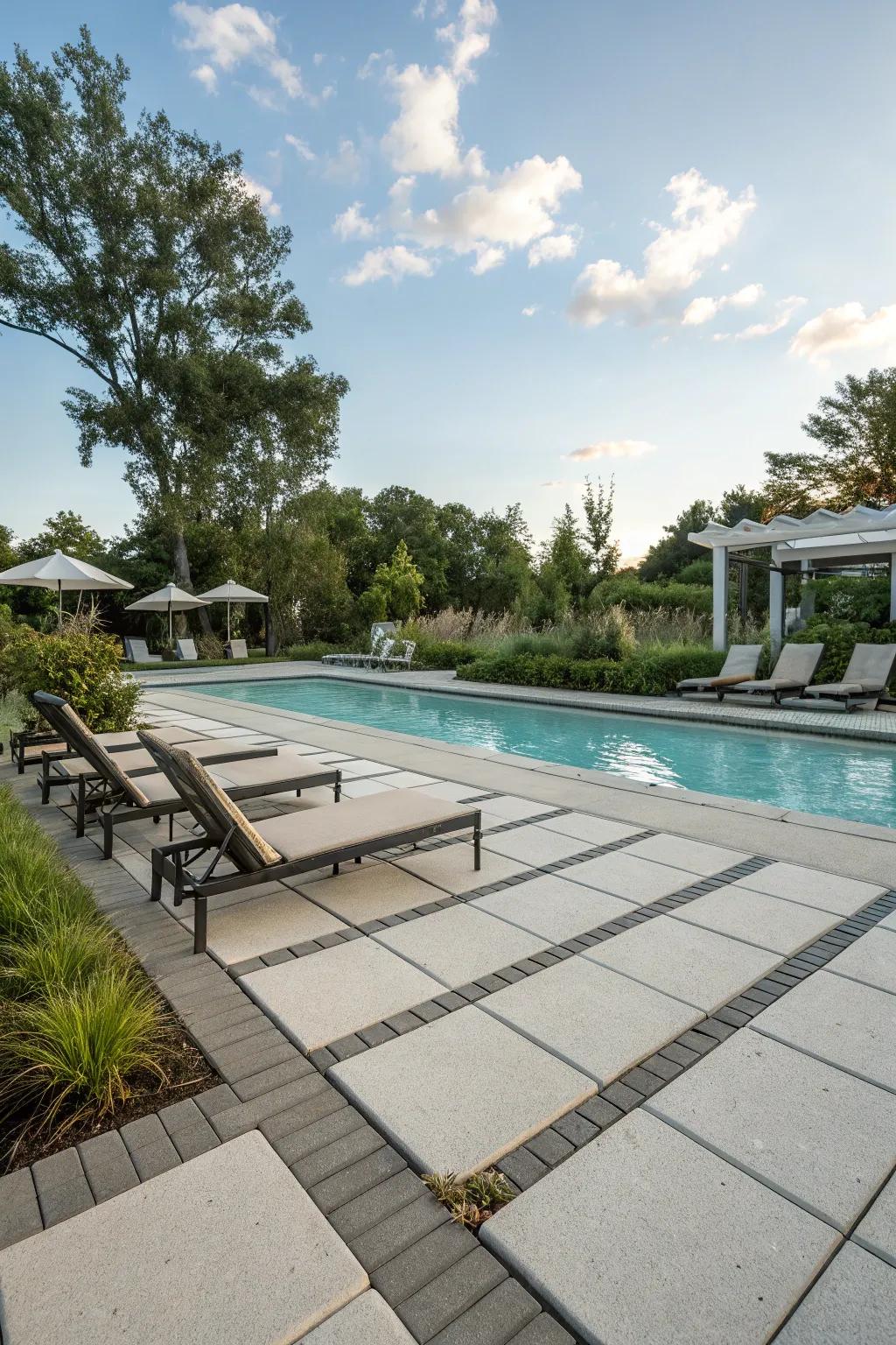 Safety-focused non-slip pavers around the pool.